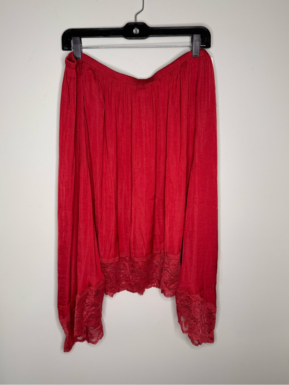 Aerie AE NWT Handkerchief Satin Lace Asymmetrical Stretch Midi Skirt - Size XXL - Picture 8 of 10
